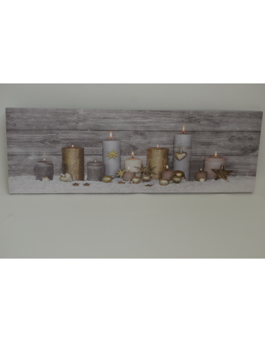Quadro Luminoso, Candele con sfondo Legno 20 x 60cm