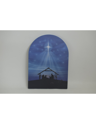 Quadro Luminoso, Natività con sfondo blu 28x38cm