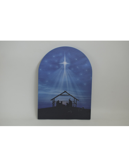 Quadro Luminoso, Natività con sfondo blu 28x38cm