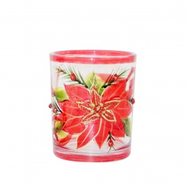 Bicchierino Portacandela in Vetro, Candele Rosse, 6x7 cm