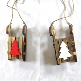 Ornamento da appendere in legno, Decoro Albero, 8 cm, Assortito