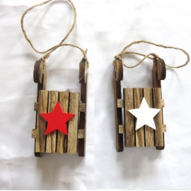 Ornamento da appendere Slitta in legno, Decoro Albero, 13 cm, Assortito