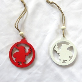 Ornamento da appendere in Legno, Decoro Cuore con Fiocco, 7 cm, Assortito