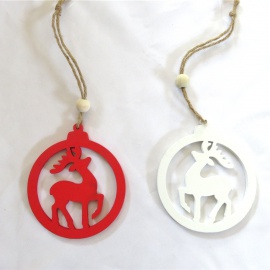 Ornamento da appendere in Legno, Decoro Cerchio con Babbo, 9 cm, Assortito