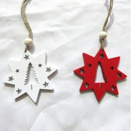 Ornamento da appendere in Legno, Campana Decoro Renna, 10 cm, Assortito