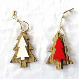 Ornamento da appendere in Legno, Albero XMAS, 13 cm, Assortito