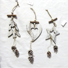Ornamento da appendere in Legno, Stella Base Naturale, 15 cm, Assortito