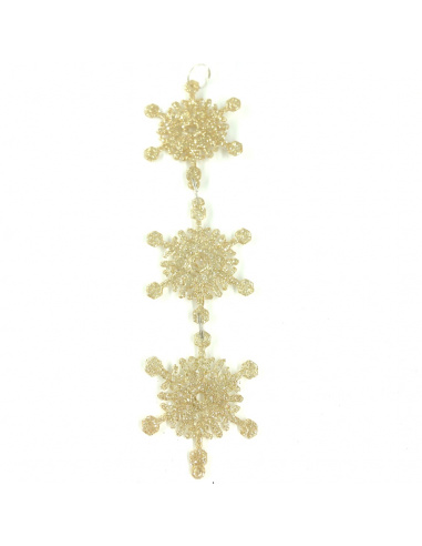 Ballerina Acrilico con fiore, Glitter Champagne, 13 cm