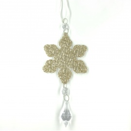 Cuore e Cristallo Acrilico, Glitter Champagne, 17 cm totali