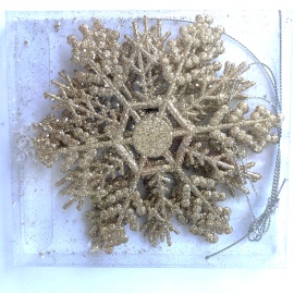 Fiocco di Neve e Cristallo Acrilico, Glitter Champagne, 17 cm totali