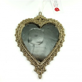 Cuore e Cristallo Acrilico, Glitter Champagne, 17 cm totali