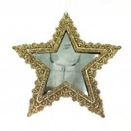 Specchietto Cuore, Cornice Glitter Oro, 12 cm