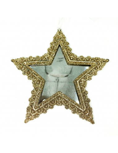 Specchietto Cuore, Cornice Glitter Oro, 12 cm
