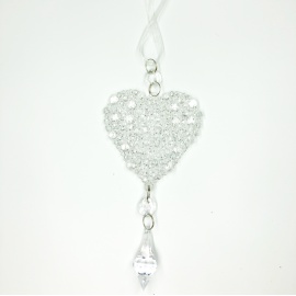 Cuore e Cristallo Acrilico, Glitter Champagne, 17 cm totali