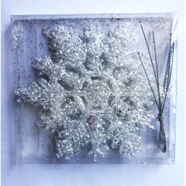 Box 4 Fiocchi di Neve Acrilico, Glitter Champagne, 12,5 cm
