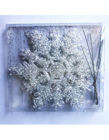 Box 4 Fiocchi di Neve Acrilico, Glitter Champagne, 12,5 cm 