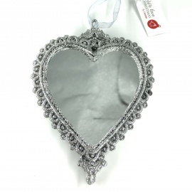 Specchietto Cuore, Cornice Glitter Oro, 12 cm