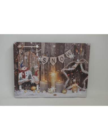 Quadro Luminoso, Candele e slitta 30x40 cm 