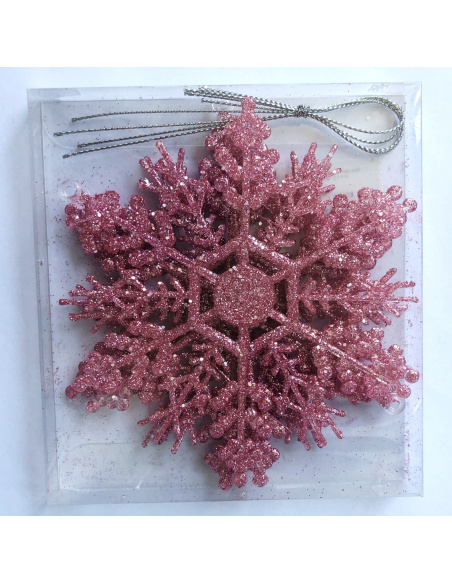 Box 4 Fiocchi di Neve Acrilico, Glitter Argento, 12,5 cm 