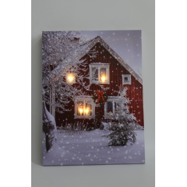 Quadro Luminoso, Casa rossa 30x40 cm 