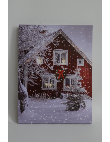 Quadro Luminoso, Casa rossa 30x40 cm 