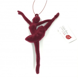 Renna che salta, Velluto Bordeaux, 15 cm