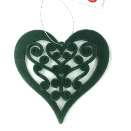 Cuore Ricamato, Velluto Bordeaux, 11 cm