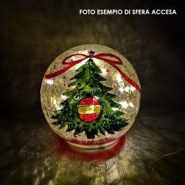 Sfera Portacandela in Vetro, Ramo Innevato, 13x10 cm 2