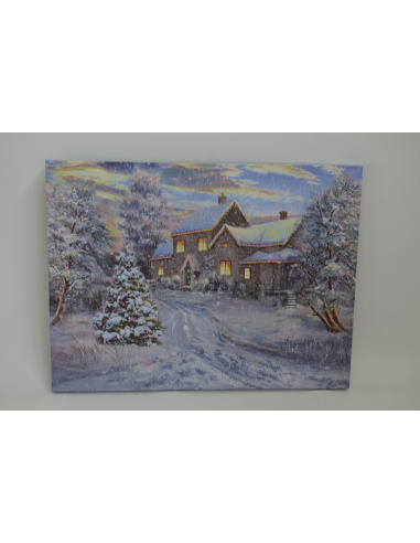 Quadro Luminoso, Casa nel paesaggio innevato 30x40 cm 