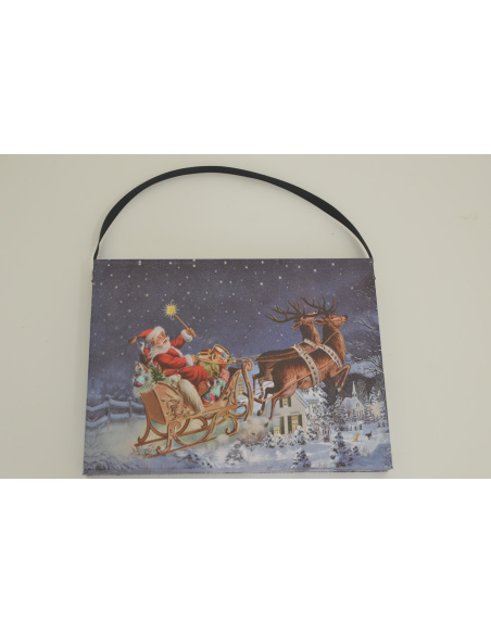 Quadro Luminoso, Babbo sulla slitta volante 20x15 cm 