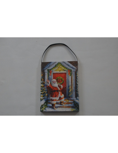 Quadro Luminoso, Babbo davanti alla porta 20x15 cm 