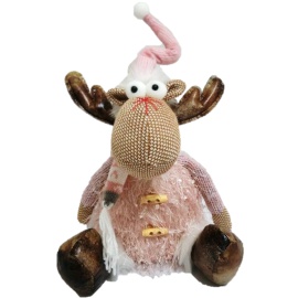 Renna a 4 Zampe, Vestito Rosa, 50 cm