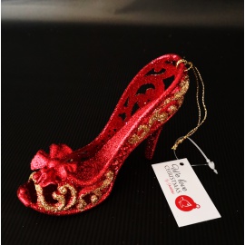 Scarpetta con Gemma, Acrilico, Glitter Rosso, 9x8,5 cm