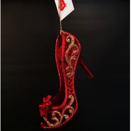 Scarpetta con Gemma, Acrilico, Glitter Rosso, 9x8,5 cm 2