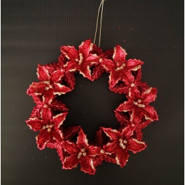 Scarpetta, Acrilico, Glitter Rosso/Oro, 10x7 cm