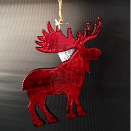 Renna, Acrilico, Glitter Rosso, 18x7 cm