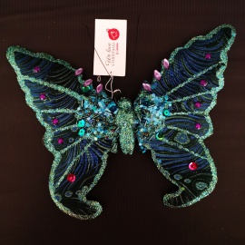 Uccellin con Clip, Glitter Rosso, 10 cm