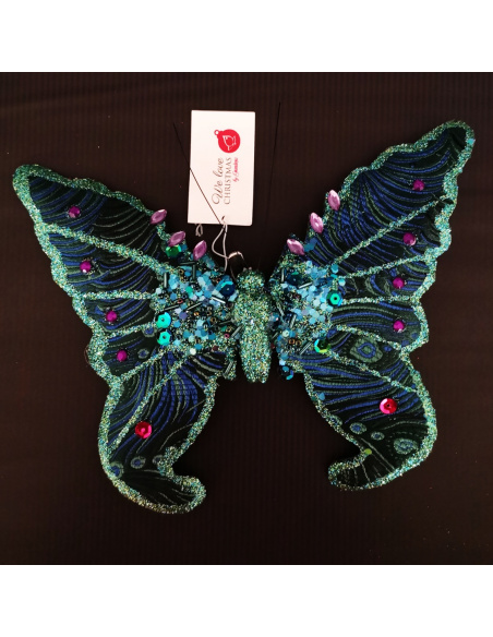 Uccellin con Clip, Glitter Rosso, 10 cm