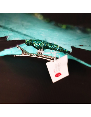 Farfalla con clip, Verde, Turchese e...