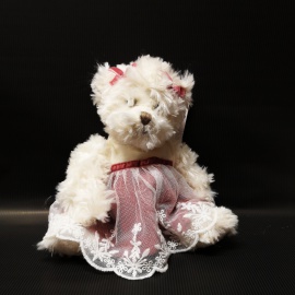 Pallina di Natale, Sfera in Velluto Rosso con Pois Oro, 10 cm