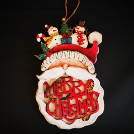 Fuoriporta in Legno, Scritta Merry Christmas, 29x13 cm, Assortito