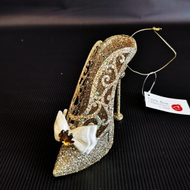 Specchietto esagonale, Acrilico, Glitter Champagne, 12x15 cm