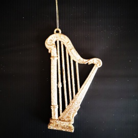 Scarpina Stiletto con Gemma, Acrilico, Glitter Oro, 11x9 cm