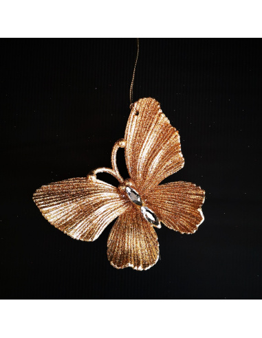 Farfalla con Gemma, Acrilico, Glitter Oro, 10 cm