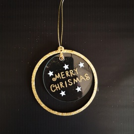 Fiore con Gemma, Acrilico, Glitter Oro, 11 cm