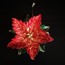 Fiore con Gemma, Acrilico, Glitter Oro, 11 cm