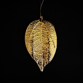 Foglia Lobata in metallo, Oro, 13,5 cm