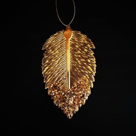 Foglia Bordi Lisci in metallo, Oro, 13,5 cm