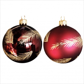 Pallina di Natale, Sfera di Vetro, 8 Cm, Blu Notte con Decorazione, Assortite