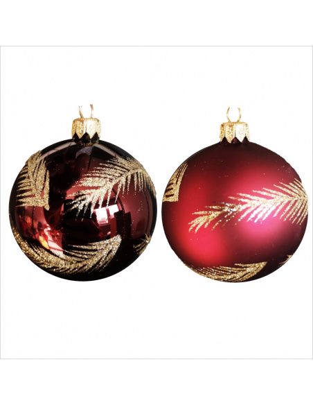 Pallina di Natale, Sfera di Vetro, 8 Cm, Blu Notte con Decorazione, Assortite